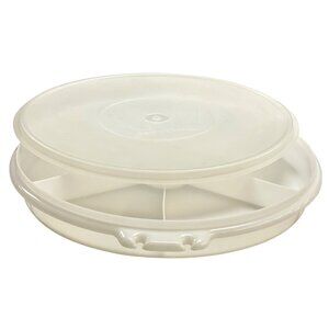 Tupperware Round Serving Center Set With Lid & Dividers